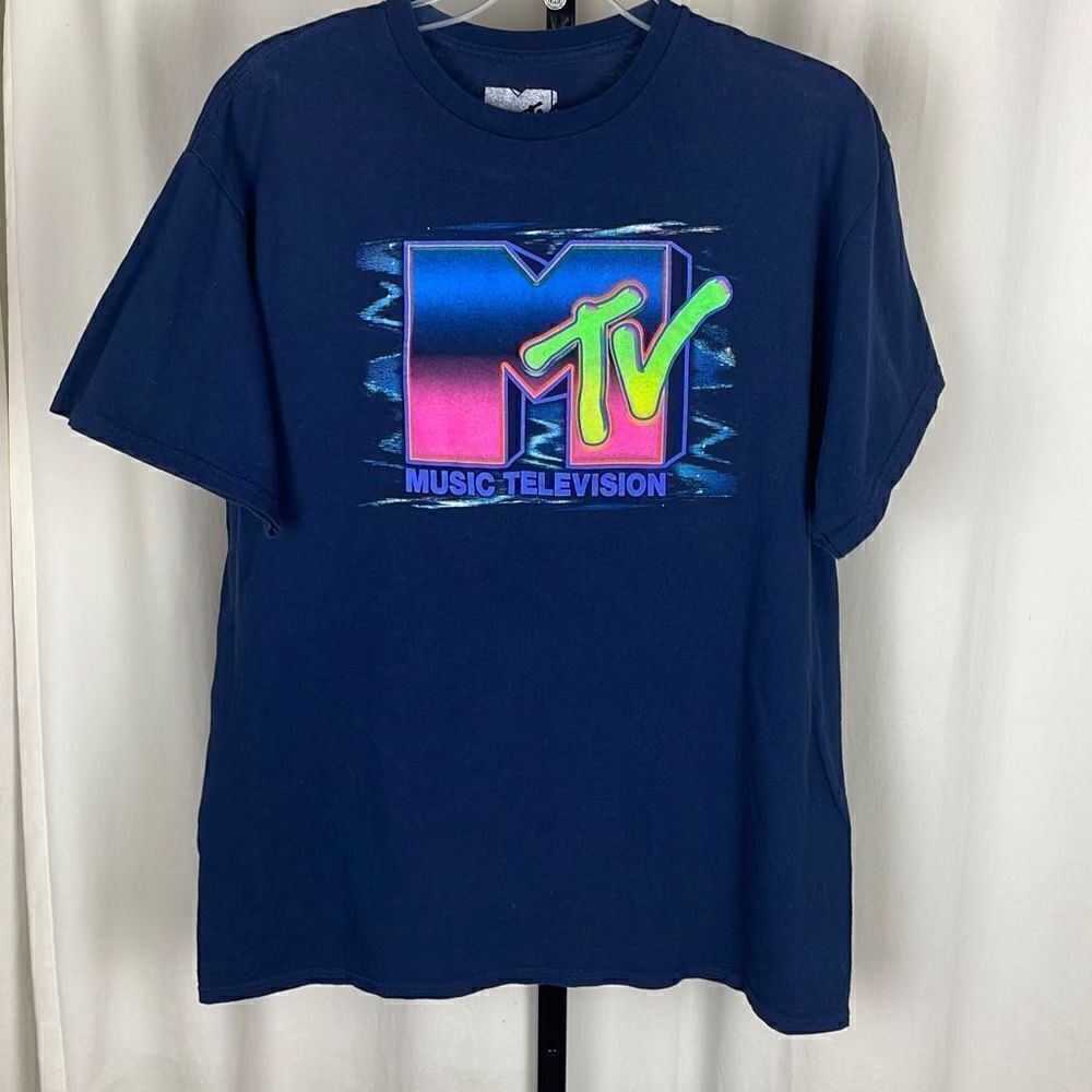 MTV Navy Blue Graphic T-Shirt sz L